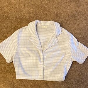 Brandy Melville/J Galt Cream Plaid Cropped Shirt